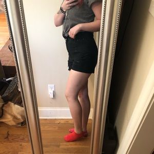 Black ripped jean shorts